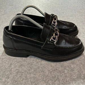 Steve Madden Black Chain Link Leather Loafers.  Sz: 8